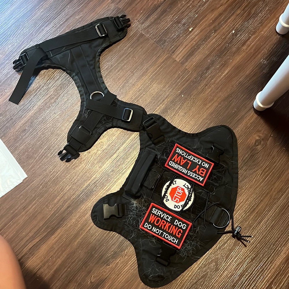 Tactical dog harness with service dog patches